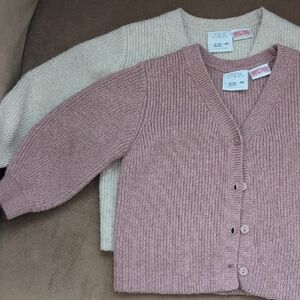 Zara baby (9-12 months) Pink and Cream Knit Cardigans